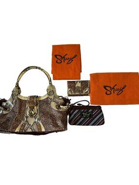 Sharif Studio Embossed Tooled Reptile bag, Wallet, mini bag, and two dust covers